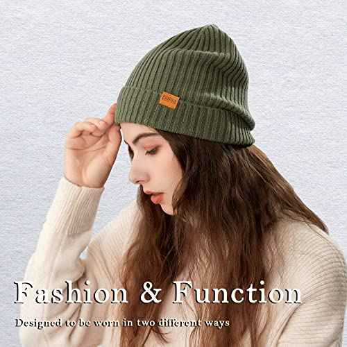 100% Merino Wool Cuff Beanie Hat, Unisex Warm Winter Caps Soft, Breathable & Cozy Stretchy Knitted Cuffed Cap