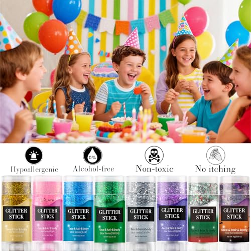 Face and Body Glitter Stick,Holographic Sparkling Neon Outfit Singer Concert Music Rave Festival Party Accessories Glitter...