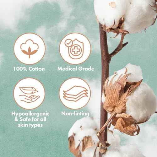 Intrinsics Premium Cotton Ovals (50 Count) ? Dual-Sided 3¡± Medium-High Absorbency Large Cotton Pads, Lint-Free Hypoallergenic Cotton for Makeup Removal, Cleansing, and Exfoliation