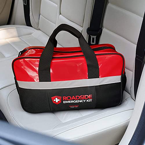 Kitgo Car Emergency Kit,Premium Roadside Assistance Essentials with Jumper Cables, Flashlight, Shovel, Screwdriver Set - I...