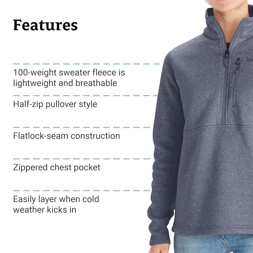 MARMOT Women's Drop Line 1/2 Zip Pullover Jacket - Lightweight, Breathable 100-Weight Sweater Fleece
