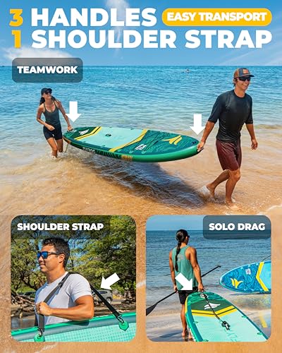 11'6x35'' Extra Wide Inflatable Paddle Board, 2-Pack(Green & Blue)-450lb Capacity Stand Up Paddle Board for Adults (x3), S...