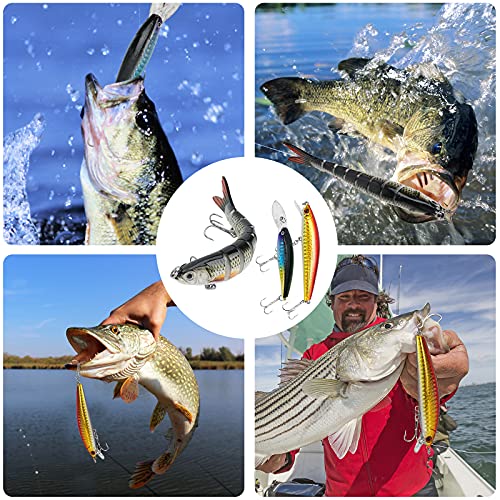 Fishing Lures Tackle Box Bass Kit, Including Animated Lure,Crankbaits,Spinnerbaits,Soft Plastic Worms, Topwater Lures,Hook...