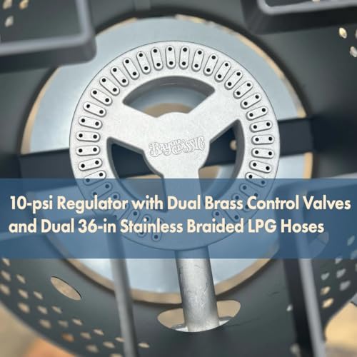 Bayou Classic DB375 Dual Burner Outdoor Patio Stove Features 13-in Tall Welded Steel Frame Dual 6-in Burners Dual 36-in St...