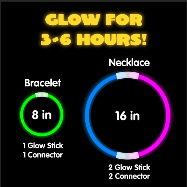 JOYIN 144 Pcs 8" Glow sticks Bulk Party Favors Pack, New Years Eve Neon Glow in the Dark Party Supplies, Light Up Necklace...