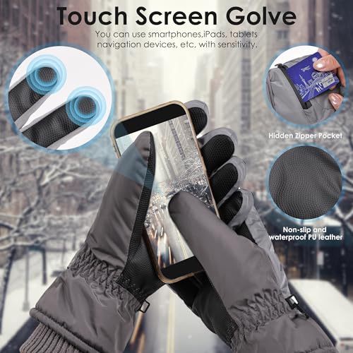 Gilotop Winter Ski Gloves for Men & Women - Waterproof Thermal Windproof with Touchscreen,Non-Slip Grip for Outdoor Skiing...