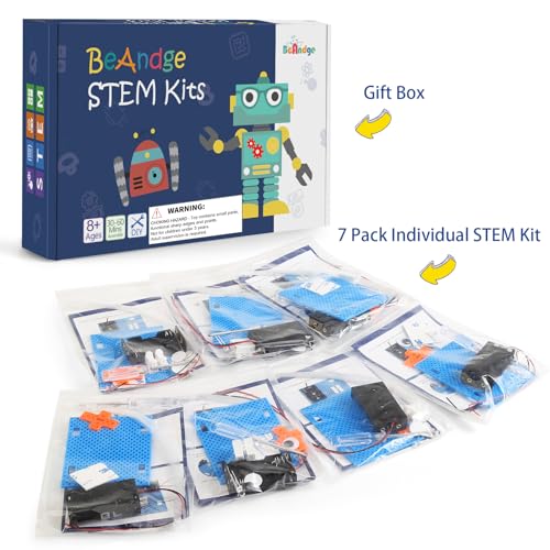 7 Set Bulk STEM Kit Individual Craft Kits for Kids, Science Projects Crafts Group Activity, Light Experiments Circuit Toy...