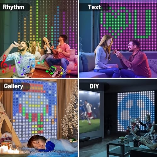 400 LED Smart Curtain Lights, Colorful Wall Backdrop Lights, Dynamic DIY Curtain Fairy Lights with APP & Remote Control fo...