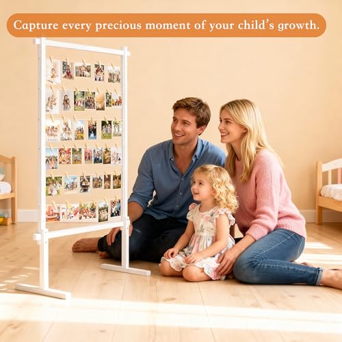 Collage Picture Frame,Photo Display Board with Clips,Wood Pictures Photos Frames With Stand for Wedding Graduation Party B...