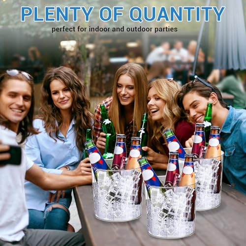 6.5 in Clear Plastic Ice Bucket – Multi-Purpose Wine/Champagne/Beer Cooler, Snack Tub, Kettle Corn Bowl, Vase – BPA-Free, ...