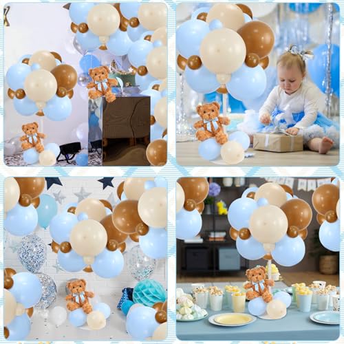 Acmee Bear Table Centerpieces for Baby Shower - Set of 6 Blue Bear Balloon Baby Shower Decorations Include Stuffed Bears B...