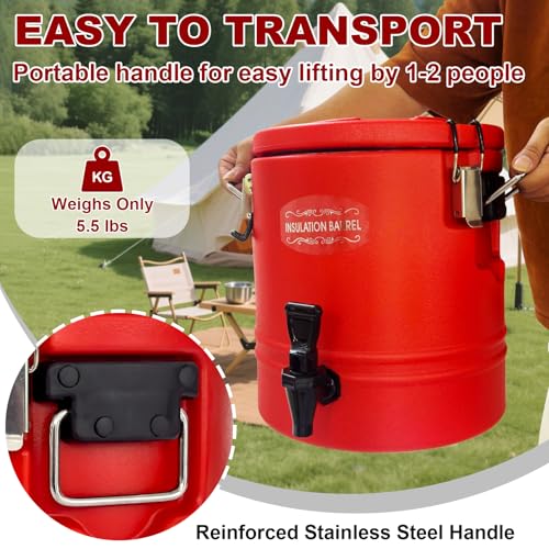 3.5Gallon Insulated Hot Beverage Dispenser, 304 Stainless Steel Hot Water & Coffee Dispenser, Large Capacity Portable Drin...