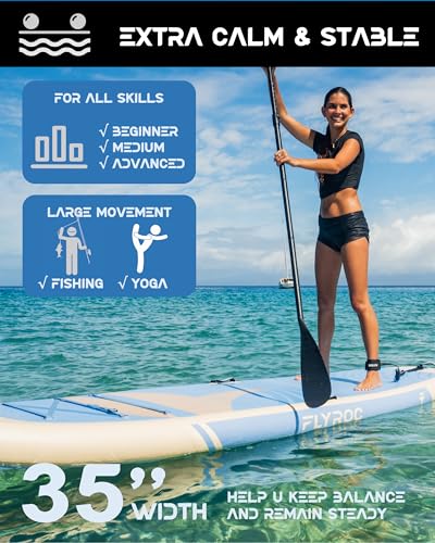 11’x35 Extra Wide Inflatable Paddle Board, 430lb Capacity Stable Paddleboard for Yoga, Stand up Paddle Board for Adults(x...
