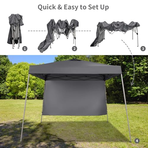 GDY 8X10 FT Pop Up Canopy Outdoor Instant Tent Slant Legs with a Sidewall,Equipment Vents, Portable Gazebo Shelter for Pat...