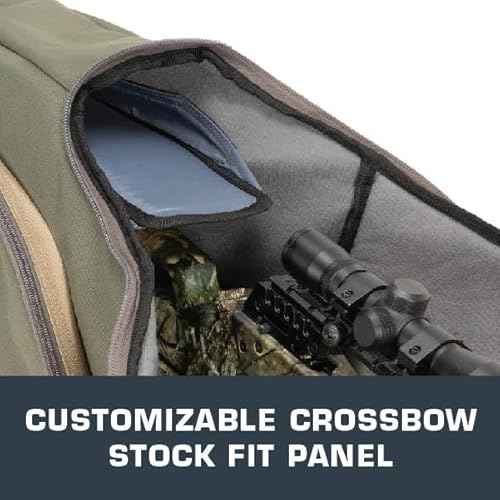 Allen Company Titan Copperhead Crossbow Case - Tricot Design - Fits 15-Inch Scoped Narrow Limb Crossbows - Pockets for Bolts, Quivers, and Other Archery Accessories - Olive/Tan - 38" x 16"