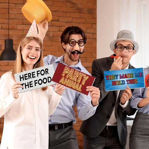 Beeveer 24 Designs Photo Booth Props for All Occasions Photo Booth Sign Decorations for Various Party Double Sided 11.02x...