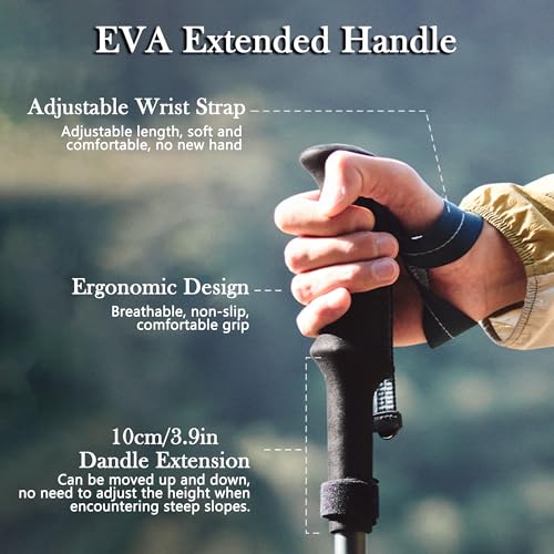 Naturehike 1 PCS UL 3K Carbon Fiber Trekking Pole-7075 Aluminum Adjustable Collapsible 3 Section Ultralight Hiking Stick w...