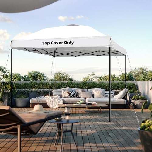 Chankee 10x10 Canopy Replacement Top,Sliver-Coated Pop Up Canopy Tent Top Cover Roof with Air Vent,Ropes and Velcro,UV Wat...