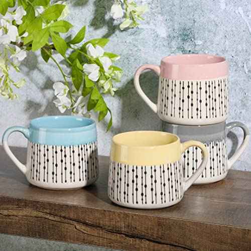 Gibson Home Morning Mist 15 OZ 4 Pack Belly Shaped Stoneware Mugs