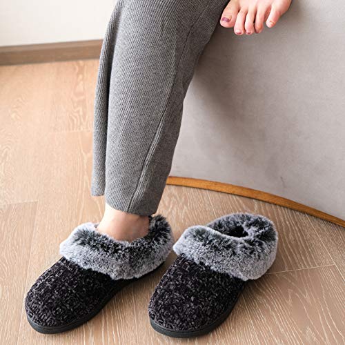DL Women's Memory Foam Moccasin Slippers Micro Suede with Breathable Faux Fur Lining Slip On House Shoes Micro Indoor & Ou...