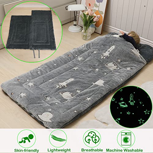 Kids Sleeping Bag for Girls Boys Glow in The Dark Toddler Slumber Bag Luminous Soft Sleepover Bag Nap Mat Preschool Daycar...