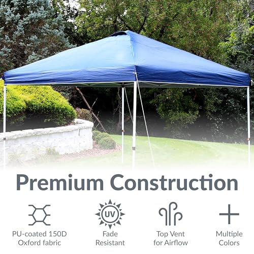 Sunnydaze Pop-Up Canopy Replacement Top - 12x12 Canopy Replacement Cover Only - Tent Shade Cover with Vent - Blue