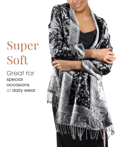 FURTALK Reversible Paisley Pashmina Shawl Wraps for Women Soft Exotic Indian Rave Scarf for Evening Dress Festival Scarves