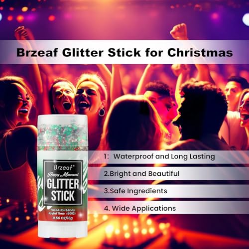 Brzeaf Body and Face Glitter, Body Glitter Stick, Shimmery& Long Lasting, Hair Eyeshadow Face Body Glitter, Singer Concert...