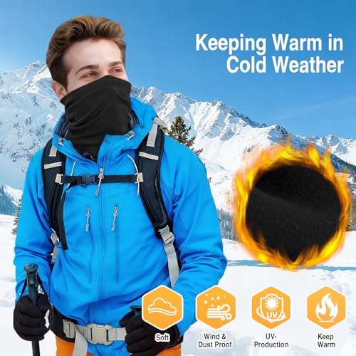 LUOLIIL VOE 2 Pack Winter Neck Gaiter Warmer for Men&Women,Windproof Face Cover Fleece Face Mask Scarf for Cold Weather Sport