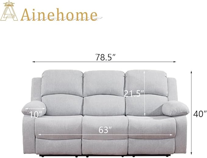 A Ainehome Living Room Furniture Set Leather Recliner Sofa Set Loveseat Chair Furniture Sofa Set for Living Room/Small Space/Rv/House/Office/Theater Seating (B-Grey White Microfiber, Sofa(3seater))