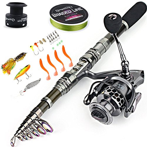 Sougayilang Telescopic Fishing Rod Reel Combos Portable Fishing Pole with Spinning Reel Fishing Carrier Bag for Travel Sal...