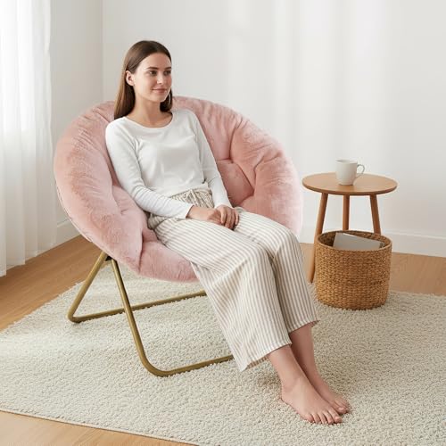 NEWBULIG Comfy Saucer Chairs Soft Lounge Cute Folding Bedroom Living Room Seat Flexible Reading Foldable Seating for Adult...