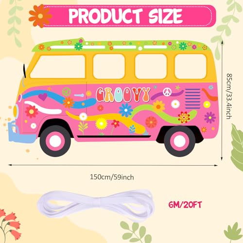 Large Hippie Bus Shaped Photo Prop 60s 70s Party Decorations Fabric Retro Van Prop Banner Hippie Bus Photo Prop Hippie Sel...