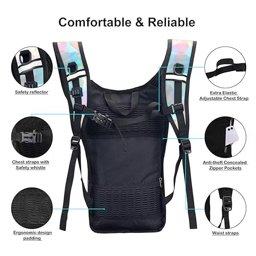 Mothybot Hydration Backpack Pack, Water Backpack 20L Capacities Included 2L Hydration Bladder, Festival Essential - Rave H...