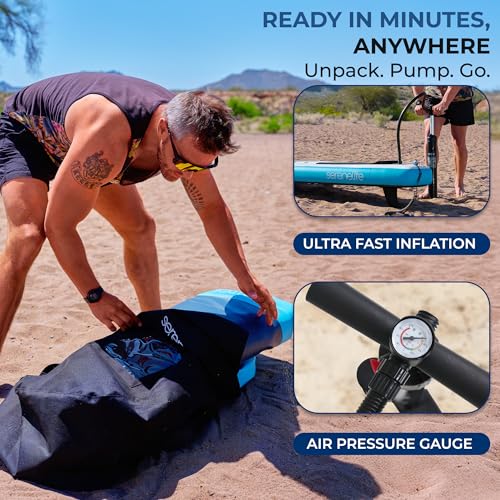 SereneLife XL Inflatable Stand Up Paddle Board – Extra-Wide, Pet & Family-Friendly SUP for Adults, Kids & Pets – Non-Slip ...