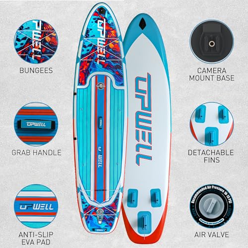 UPWELL 11’6”/11'2”/11'/10'8”/10'6”/10'2” Inflatable Stand Up Paddle Board with sup Accessories Including Backpack, Repairi...