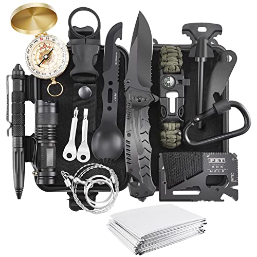 Gifts for Men Christmas Survival Kits, 16 Pcs Survival Gear and Equipment, Christmas Stocking Stuffers for Camping Outdoor...