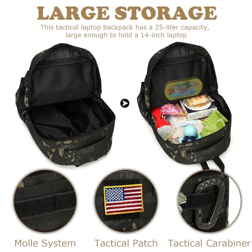 XINTREY Kids tactical Backpack for Boys School Bag 20L mini Children Backpack for Outdoor Camping Travel (Black CM)
