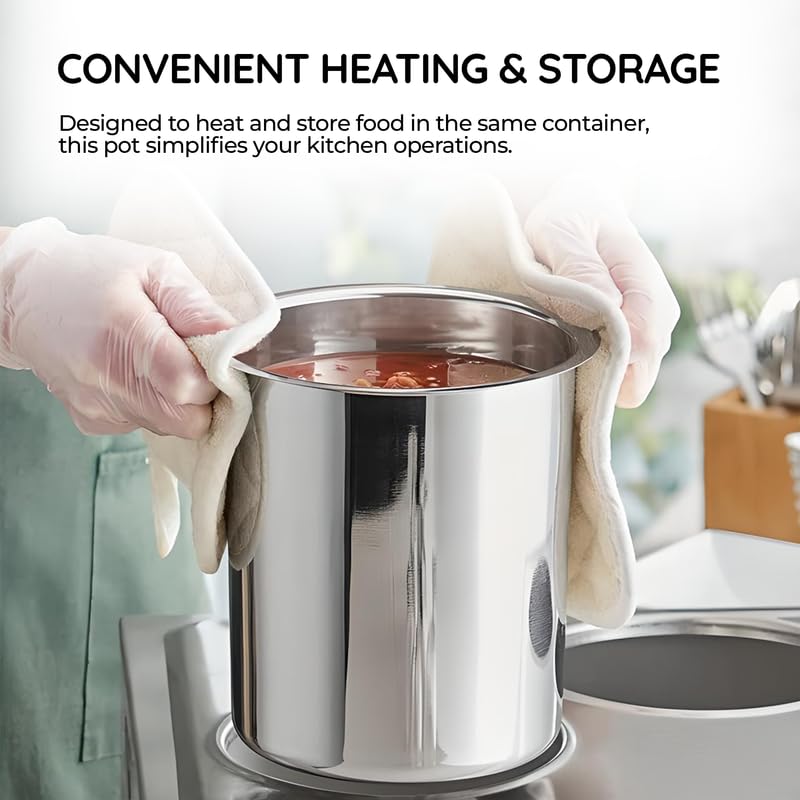OCS Parts 4.25 Quart Bain Marie Pot with Lid Set | 7.75" x 6" Stainless Steel Pot for Warm or Cold Food, Home Kitchens, Stovetop, Steam Tables, Catered Events, Soup Warmers or Buffet and Salad Bars