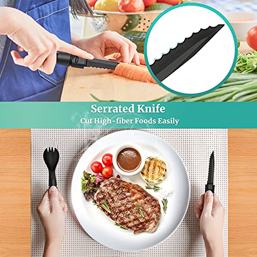 Tactical Spork, Tactical Spork Spoon Combo, 3 in 1 Tactical Camping Utensils, Camping Gear & Backpacking Gear, 1 Pack, Black