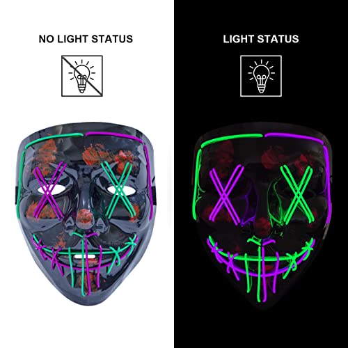 Poptrend Halloween Mask LED Light up Mask Scary mask for Festival Cosplay Halloween Costume Masquerade Parties,Carnival,Gi...