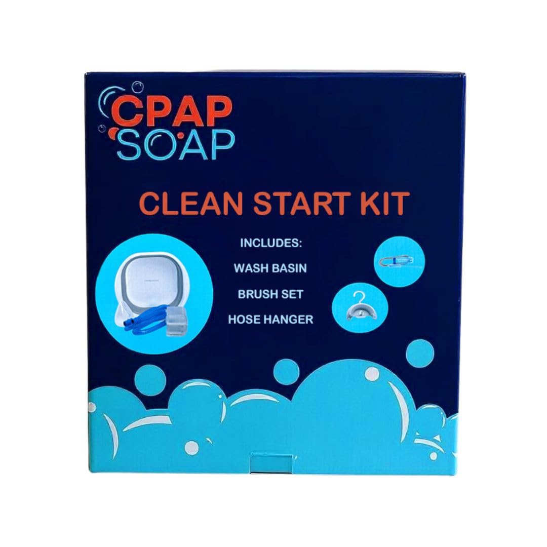 CPAP Soap Clean Start Kit - Wash Basin, 2-Piece Cleaning Brush Set with Flexible Soft Bristles, and Hose Hanger with Suction Cup, for Cleaning and Drying Hoses and Accessories