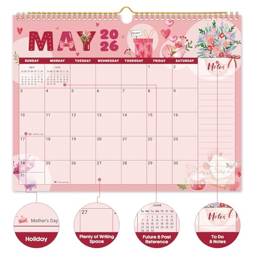 2026 Calendar, Monthly Wall Calendar from October 2025 to June 2027, 11.5" x 14.7", Spiral Binding Hanging Wall Calendar, ...
