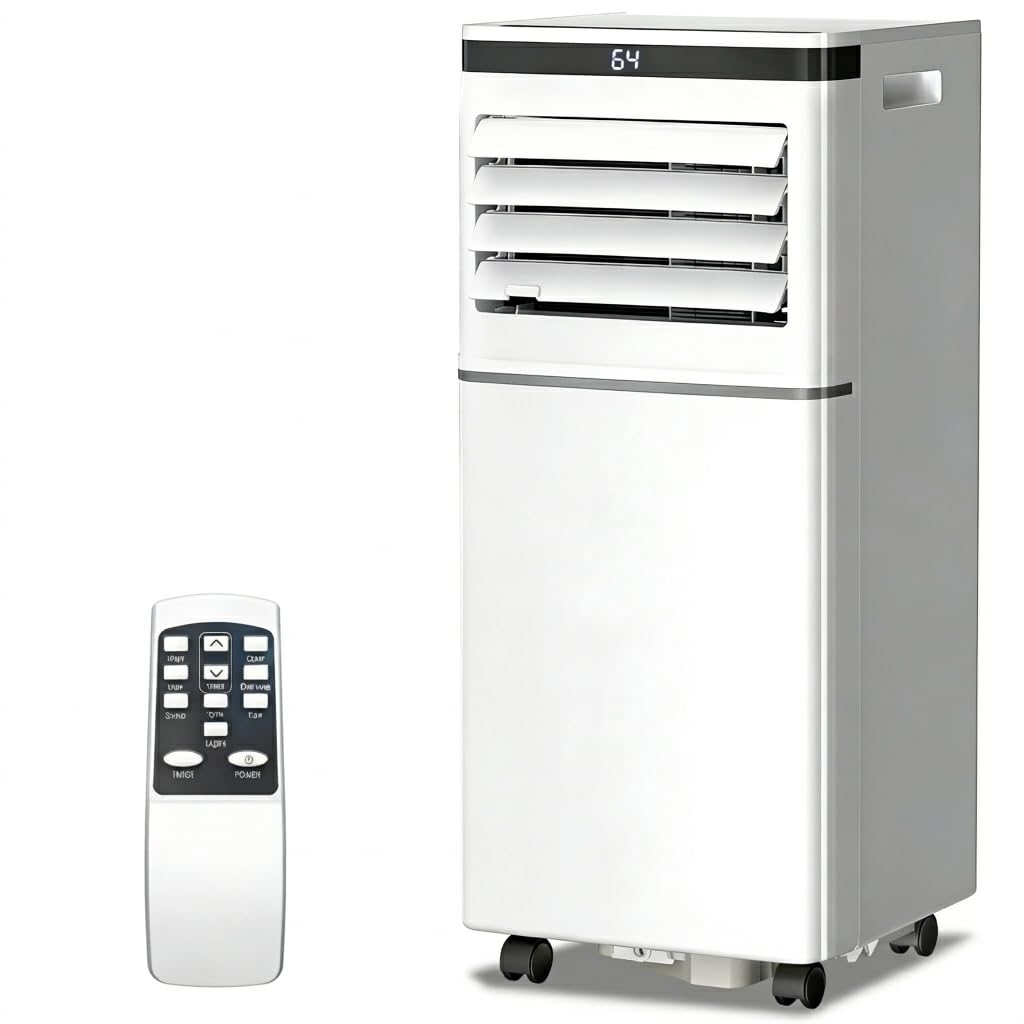 Electactic 8000 BTU Portable Air Conditioner for Bedroom, Quiet 4-in-1 Portable AC Unit with Cooling, Dehumidifier & Fan Modes, Sleep Mode, Remote Control & 24H Timer