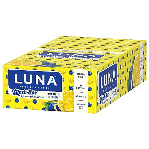 LUNA Bar - Mash-Ups LemonZest + Blueberry Flavor - Snack Bars - Non-GMO - Gluten-Free Protein Bars - Made with Organic Oats (15 Pack)