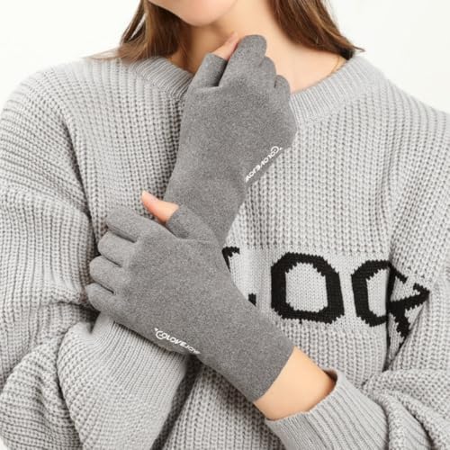 Winter Wool Fingerless Gloves for Men Women Half Finger Gloves with Touchscreen Fingers