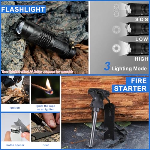 LAUFARY Survival Kits 30 in 1, Christmas Birth Day Gift for Men Women Adventure Lovers, Survival Gear and Equipment, Campi...