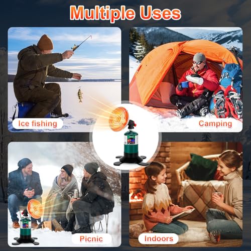 Portable Propane Heater for Camping, Outdoor Space Tent Heater, Cordless Patio Heaters with Self Igniter, Control Valve, F...