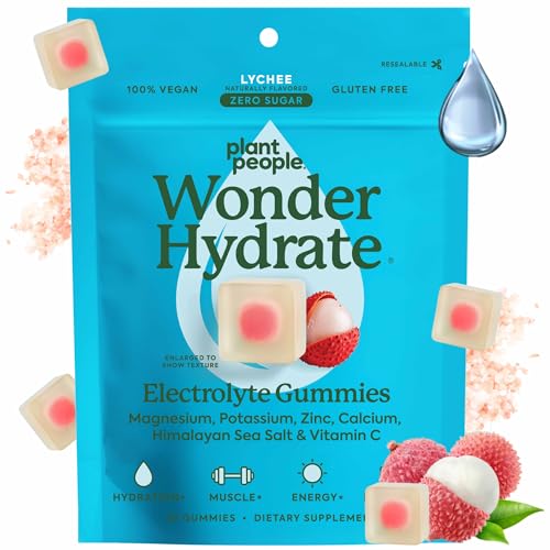 Plant People WonderHydrate Electrolyte Gummies – Vegan Hydration Supplement with Magnesium, Potassium, Zinc, Vitamin C & H...