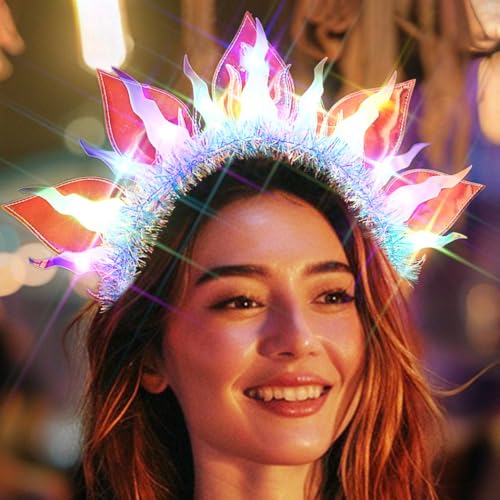 GENBREE Light Up Mermaid Costume Headband Glowing Headpiece Ocean Hair Accessories for Women